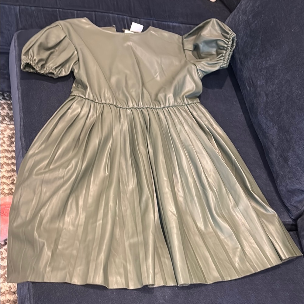 Zara Green Pleated Smocked Sundress